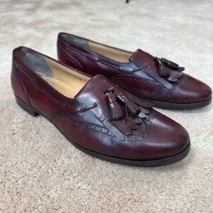 SALVATORE FERRAGAMO Mens Lucas Oxblood Kiltie Wing Tip Tasseled Loafers 11.5D
